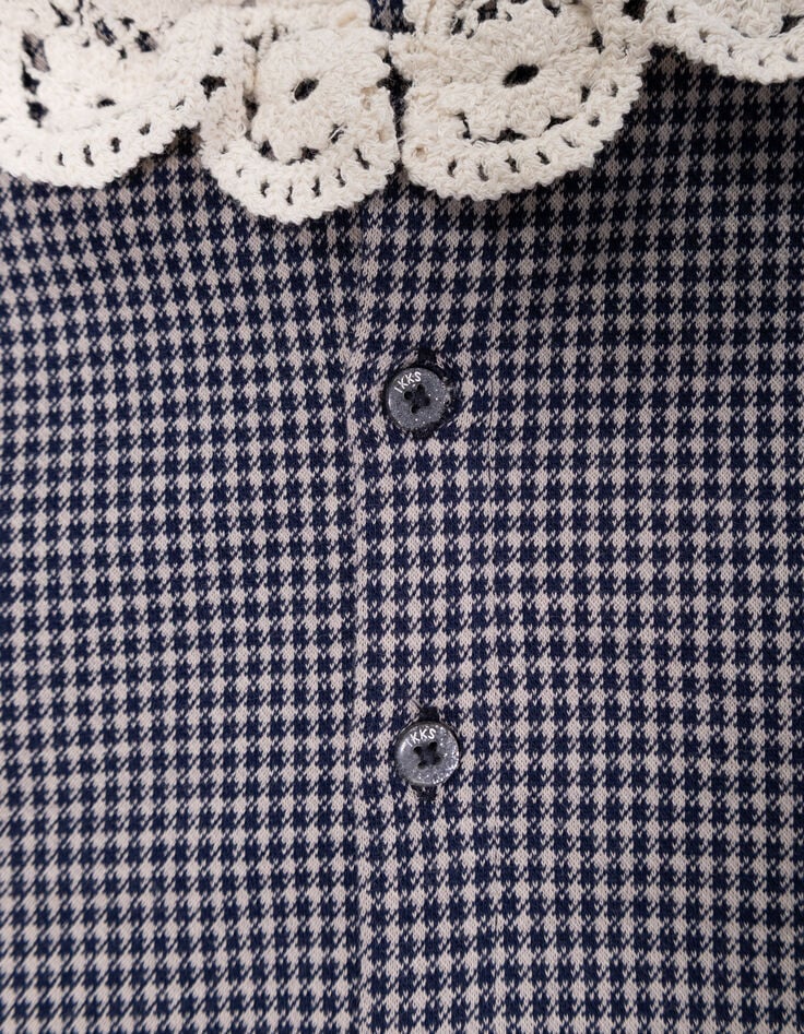 Marine blouse pied-de-poule kanten kraag babymeisjes-6 Marine blouse pied-de-poule kanten kraag babymeisjes-6