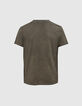 Tee-shirt kaki à tête de mort végétalisée Homme-4