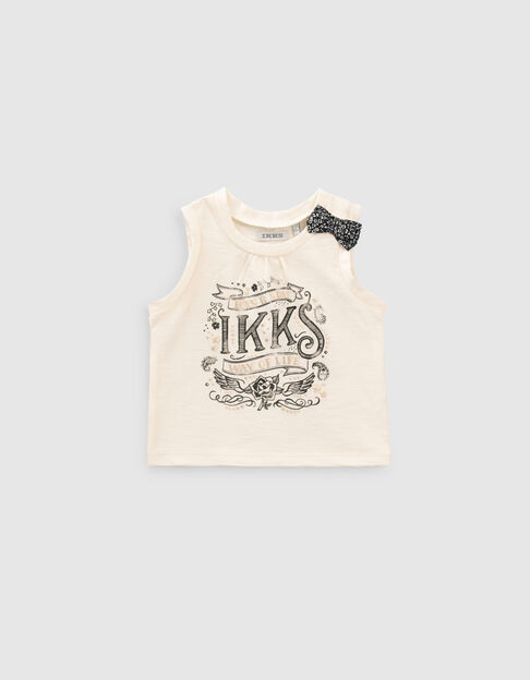 Cremeweißes T-Shirt mit Katzenmotiv für Babymädchen