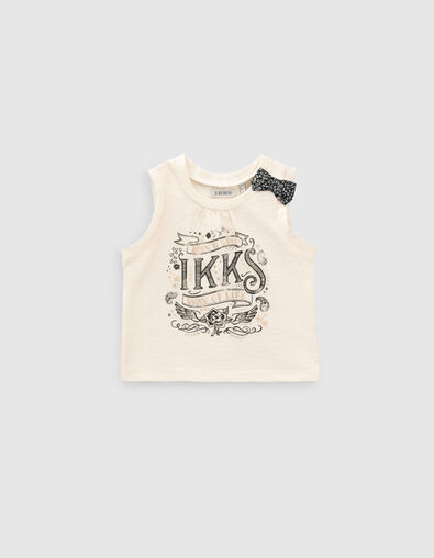 Baby girls’ ecru cat-rider organic cotton T-shirt - IKKS