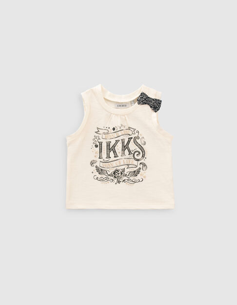 T-shirt écru coton bio visuel chat-rider bébé fille - IKKS