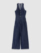 Dames jumpsuit zonder mouwen en rauw denim-6