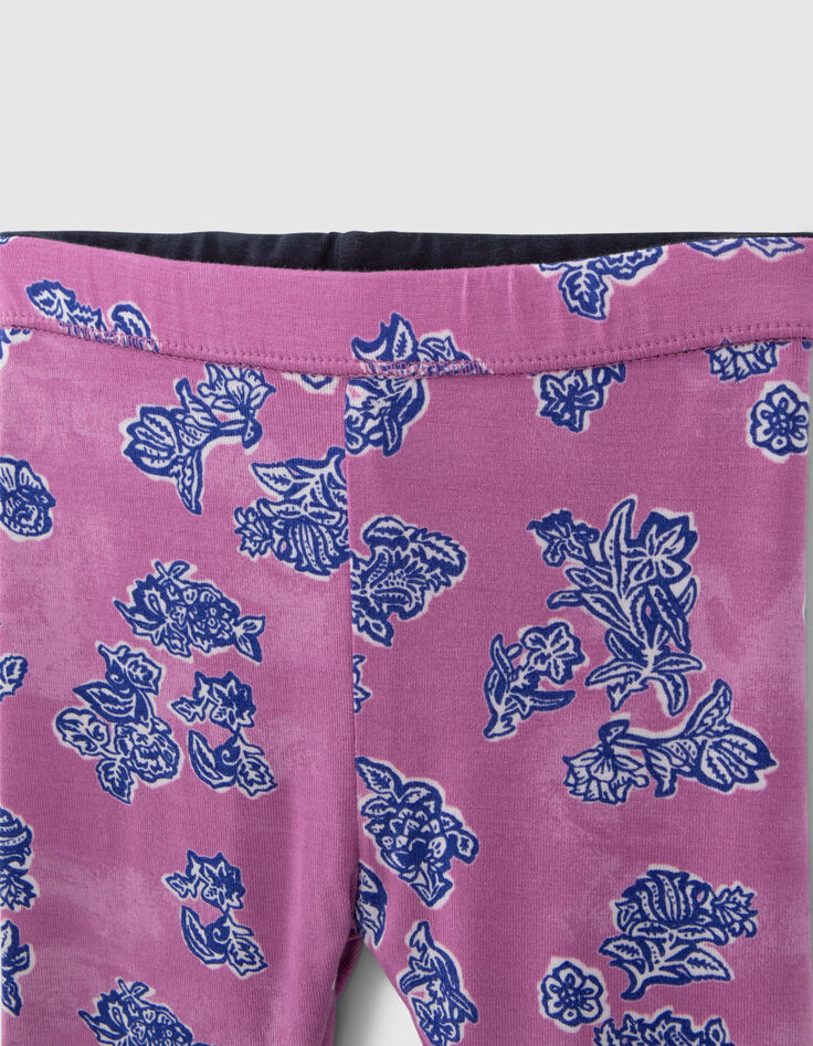 Baby girls' Indian floral/navy reversible leggings-7