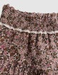 Jupe courte rose imprimé fleurs d'automne fille-6