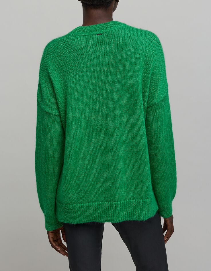 Jersey oversize pretejido verde de mujer-3