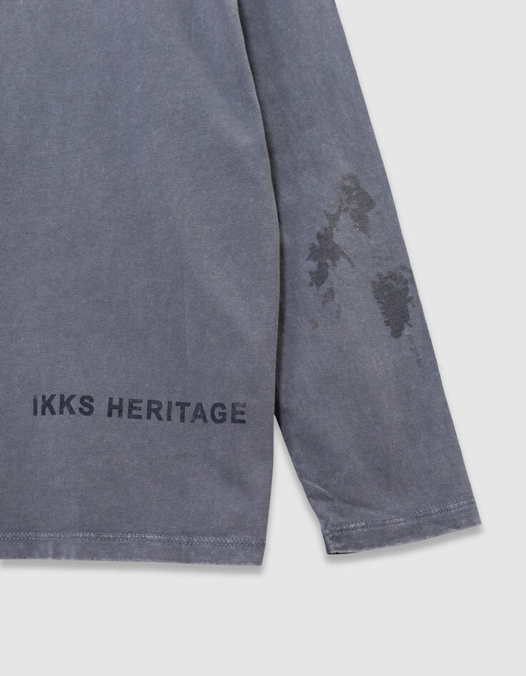 Blauw T-shirt lange mouwen biokatoen tricot zak jongens-9