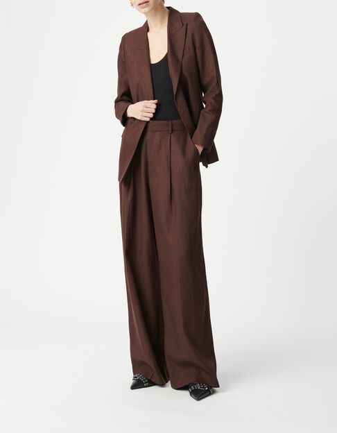 Pantalon de costume large marron paillet&eacute; Femme - IKKS