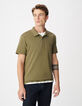 Polo manches courtes kaki coton modal Homme-5