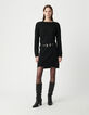 Schwarzes Damen Strick Maxikleid mit Nieten auf dem R&uuml;cken-1