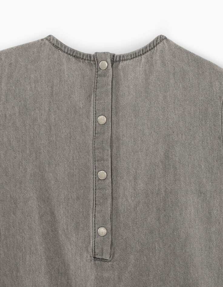 Girls’ bleached grey stud and ruffle denim dress-5 Girls’ bleached grey stud and ruffle denim dress-5