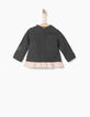 Sweat gris avec basque rose  bébé fille-3