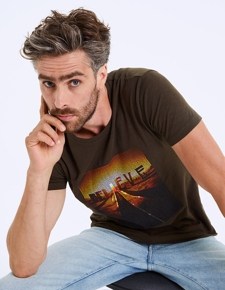 Tee-shirt bronze brodé Believe Homme-2 Tee-shirt bronze brodé Believe Homme-2