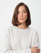 Pull col rond &eacute;cru maille Femme-3
