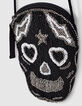 Sac à main noir forme tête de mort brodée fille-3