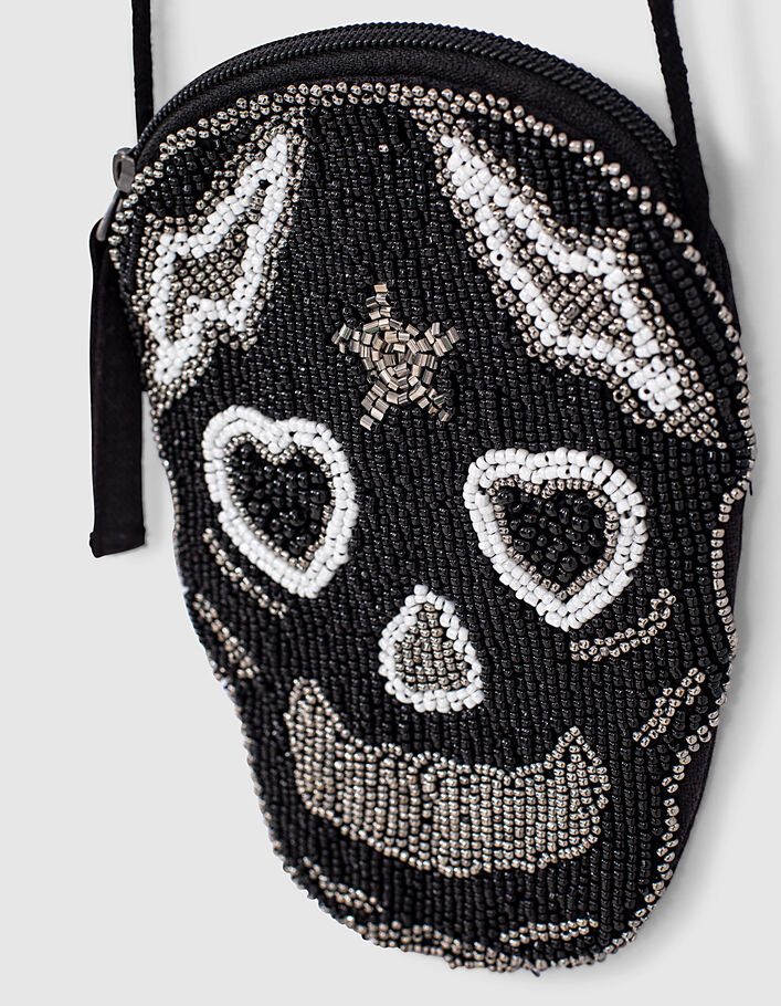 Girls’ black embroidered skull bag. - IKKS