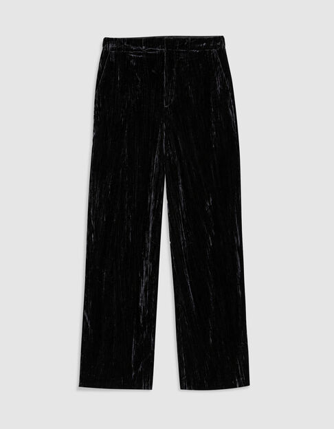 Pantalon de tailleur noir panne de velours relief Femme - IKKS