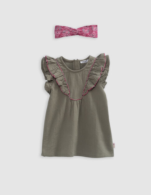 Robe kaki et bandeau imprimé palmiers bébé fille - IKKS