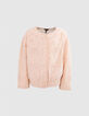 Girls’ powder pink jacket with Boho embroidery-1