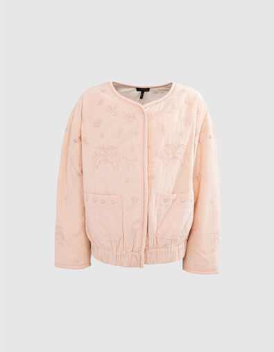 Girls’ powder pink jacket with Boho embroidery - IKKS