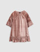 Robe bois de rose en panne de velours fille-1