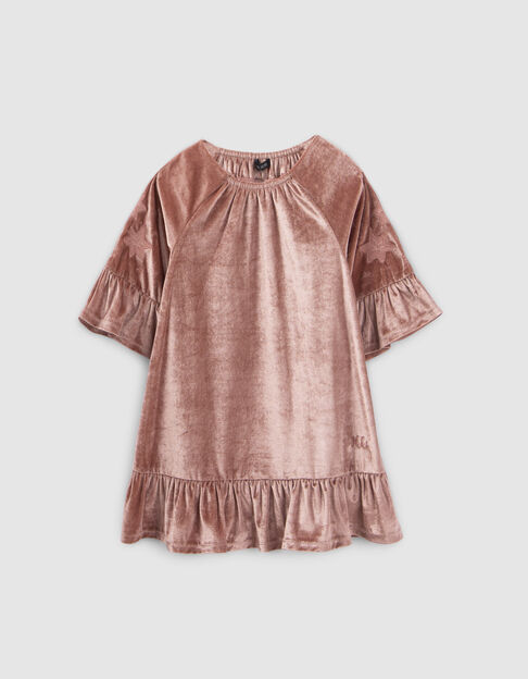 Girls’ rosewood panne velvet dress - IKKS
