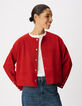 Veste en cuir velours rouge Femme-4