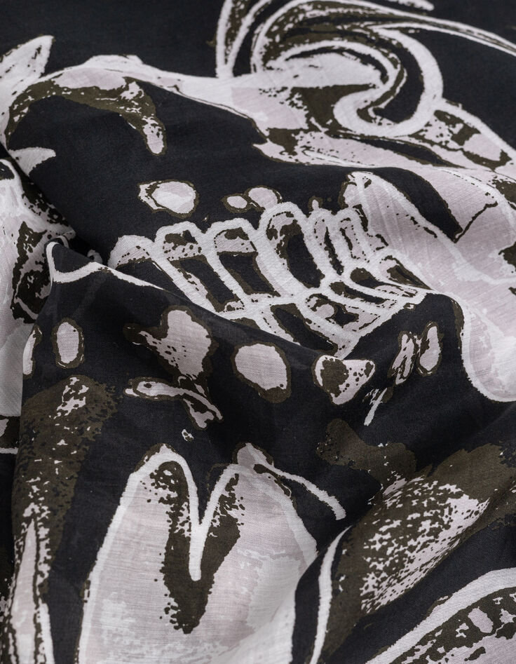 Foulard carré noir visuel maxi tête de mort Femme-3