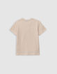 T-shirt beige coton bio homme à tête de tigre garçon-4