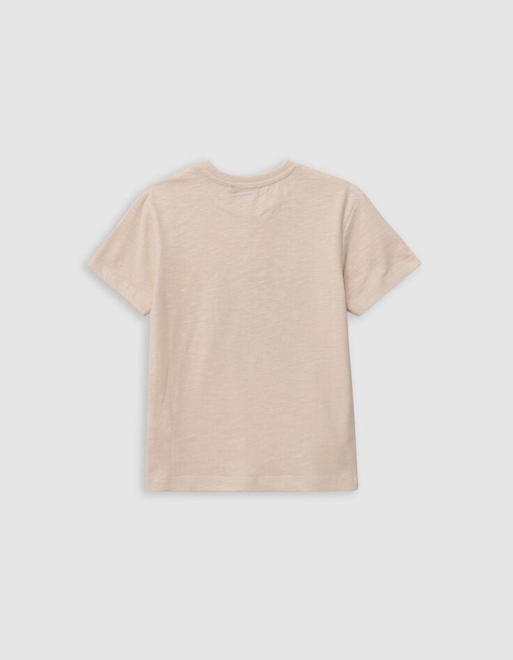 T-shirt beige coton bio homme à tête de tigre garçon-4