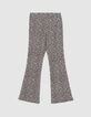 Pantalon flare noir &agrave; imprim&eacute; fleuri fille-3