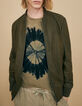 Blouson kaki en cuir velours Homme-1