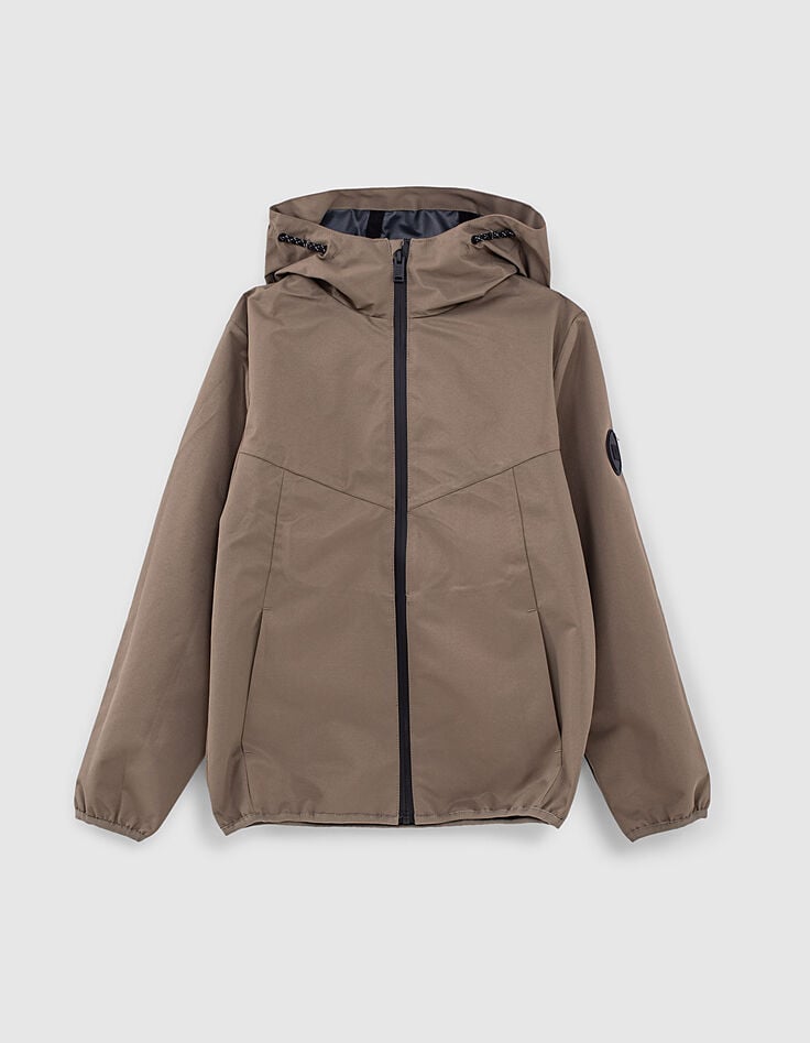 Kaki windjack met kap WATER REPELLENT jongens -1