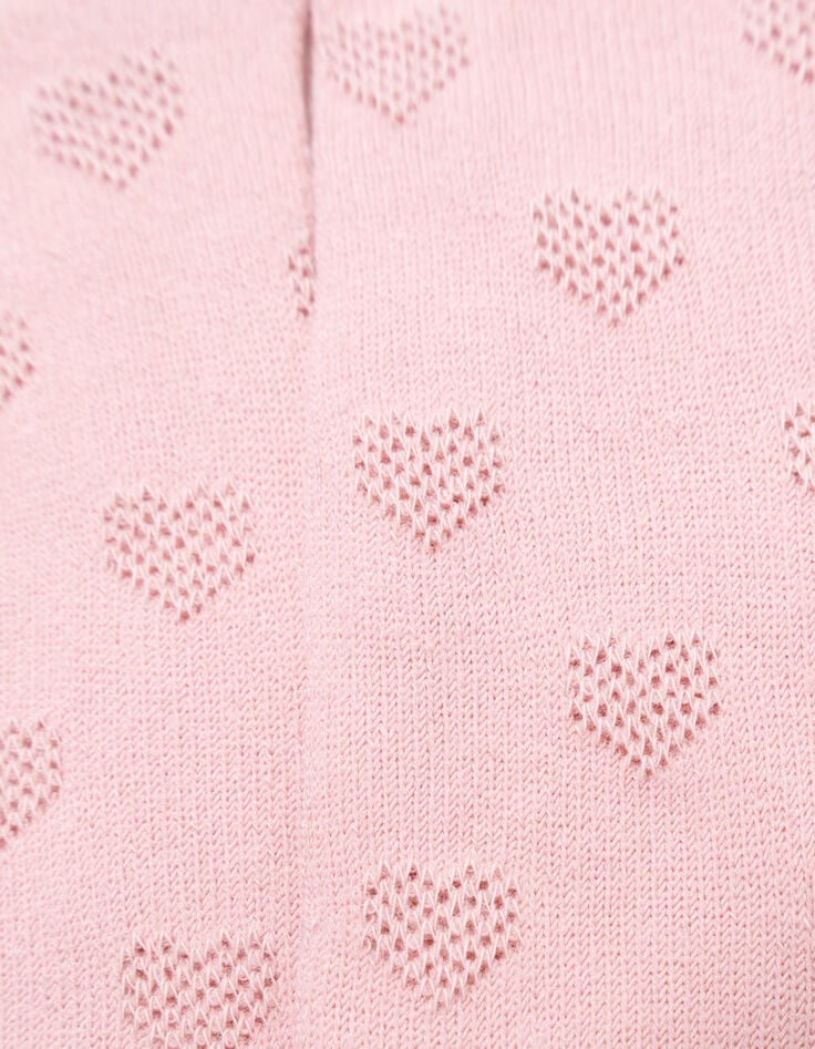 Rosa Mädchenstrumpfhose Jacquard Schleifen-5 Rosa Mädchenstrumpfhose Jacquard Schleifen-5