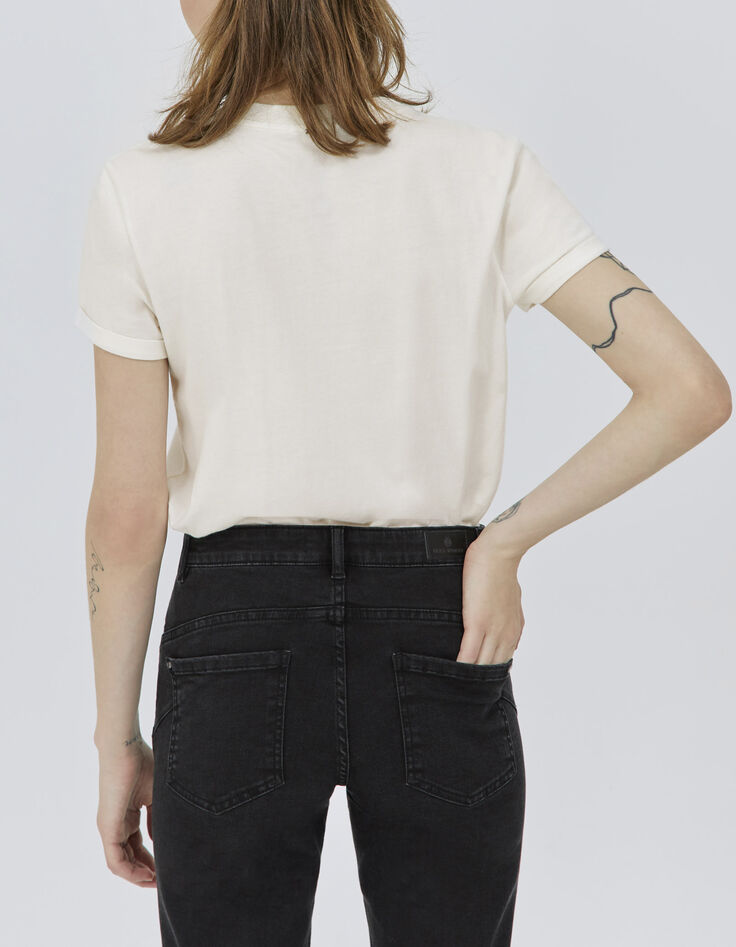 Cremeweißes Damen-T-Shirt mit Arty-Collage Rock and Love-2