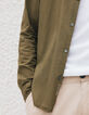 Men&rsquo;s khaki organic cotton voile SLIM shirt-5