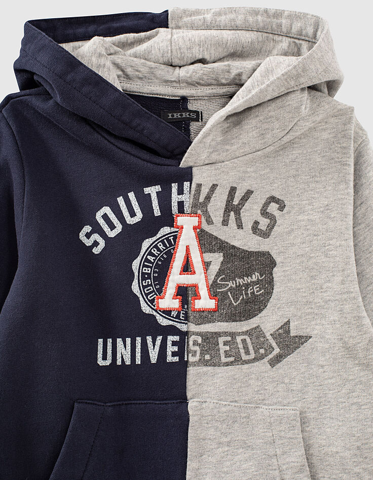 Sweater navy en blauw Collegestijl met kap jongens -2 Sweater navy en blauw Collegestijl met kap jongens -2