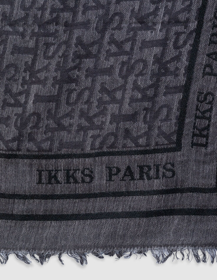 Foulard carré gris jacquard motif monogramme IKKS Femme-3