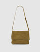 Messenger Tasche camel Leder Samt Damen-2