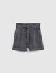 Short en jean gris Lyocell® ceinturé Femme-6