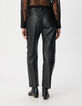 Pantalon droit en cuir noir Femme-3