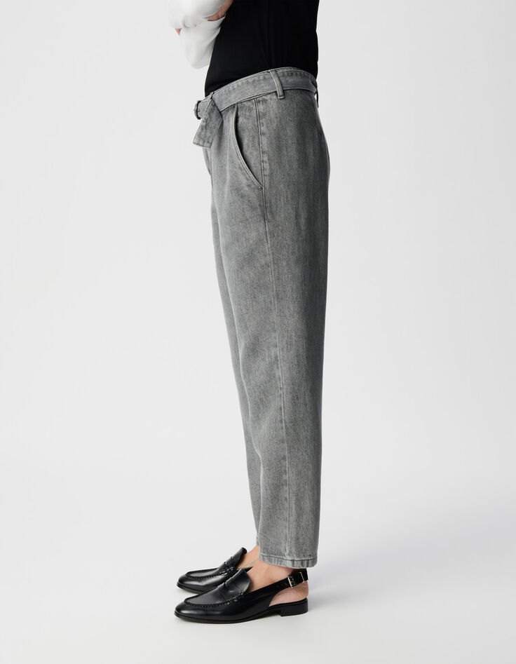 Women&rsquo;s grey Lyocell&reg; baggy cropped jeans-4