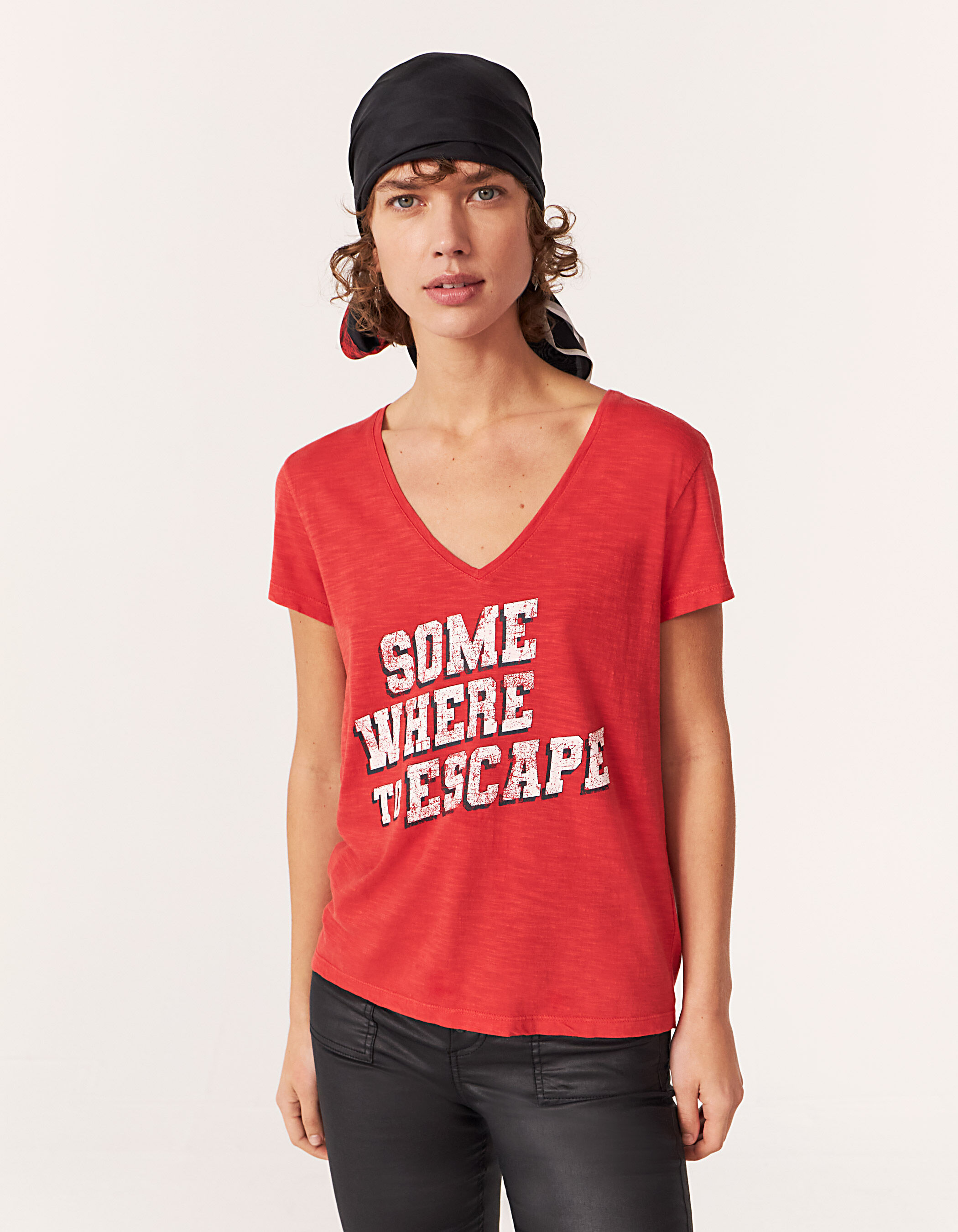 fire red graphic tee