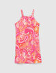 Rosa Mädchenkleid mit psychedelischem Print-1
