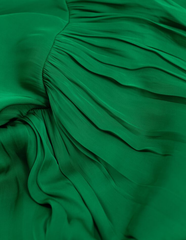 Groene gekreukte jurk van gerecycled polyester armsgaten-7