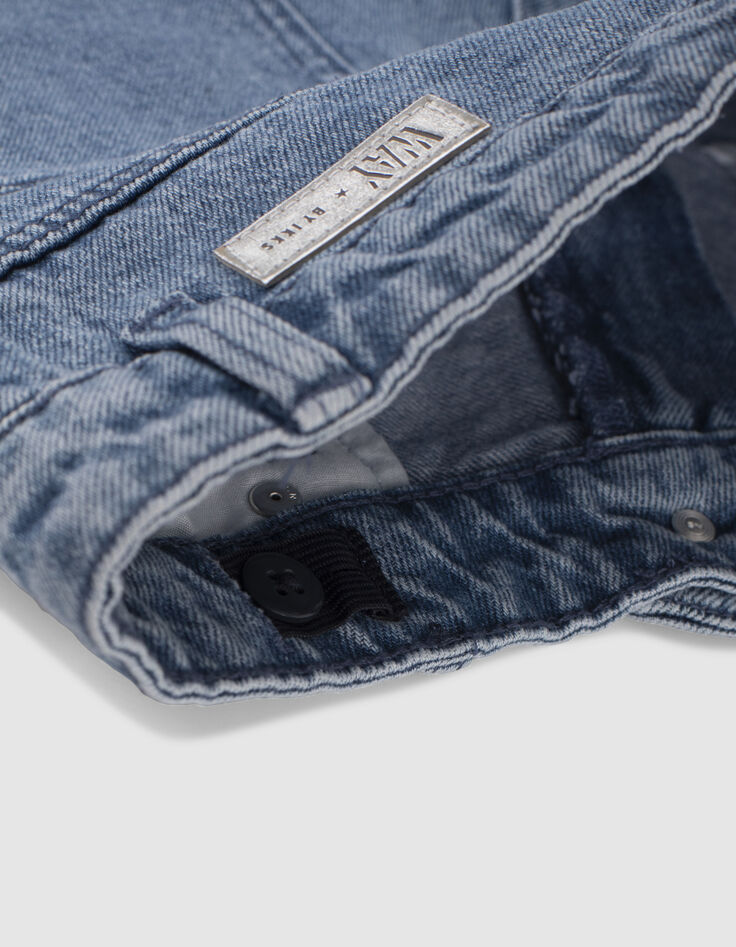 Girls’ blue organic cotton cuffed denim shorts-5