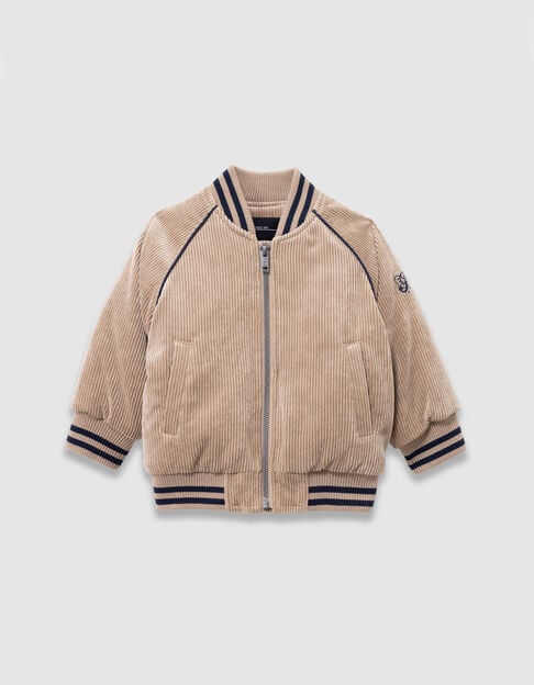 Boys’ beige corduroy varsity-style jacket - IKKS