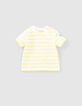 Conjunto mono caqui camiseta de rayas ecológico niño   -2