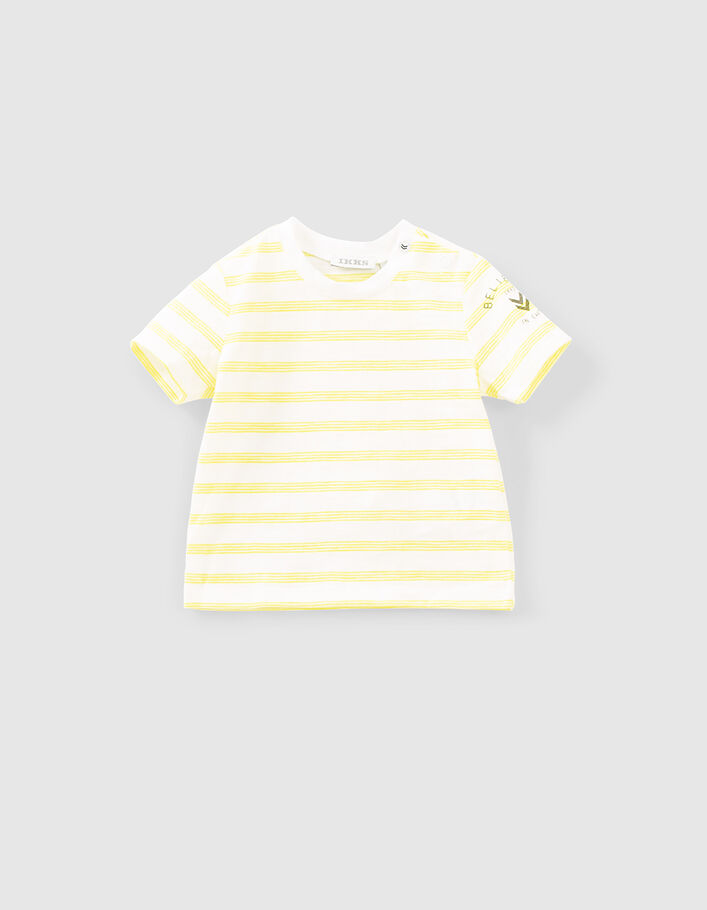 Khaki Latzhose und gestreiftes T-Shirt für Babyjungen    - IKKS