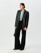 Schwarzer Oversize-Damenblazer Leder-1