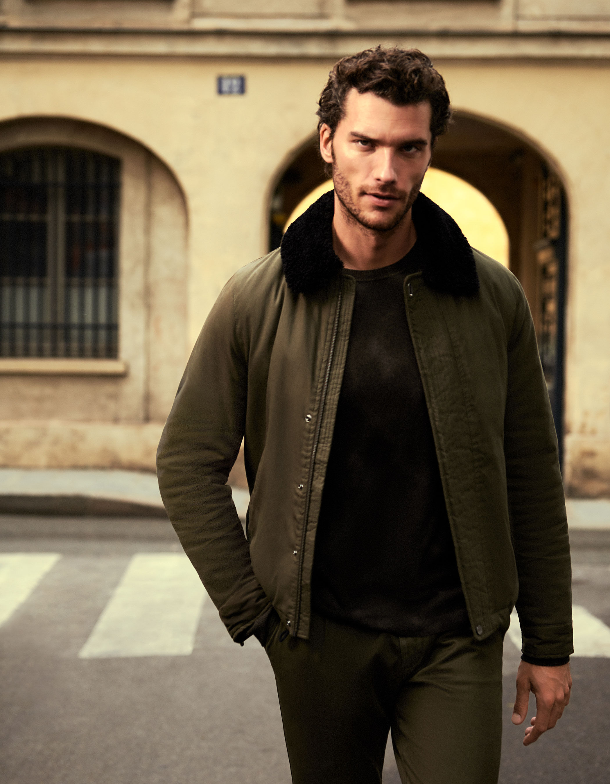 Mens khaki military style jacket shop